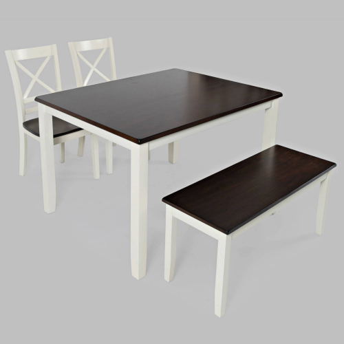 Asbury Park 4 Piece Dining Set in Brown & White